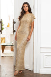 Robe de mère de la mariée à paillettes dorées