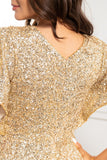 Robe de mère de la mariée à paillettes dorées