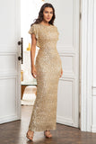 Robe de mère de la mariée à paillettes dorées