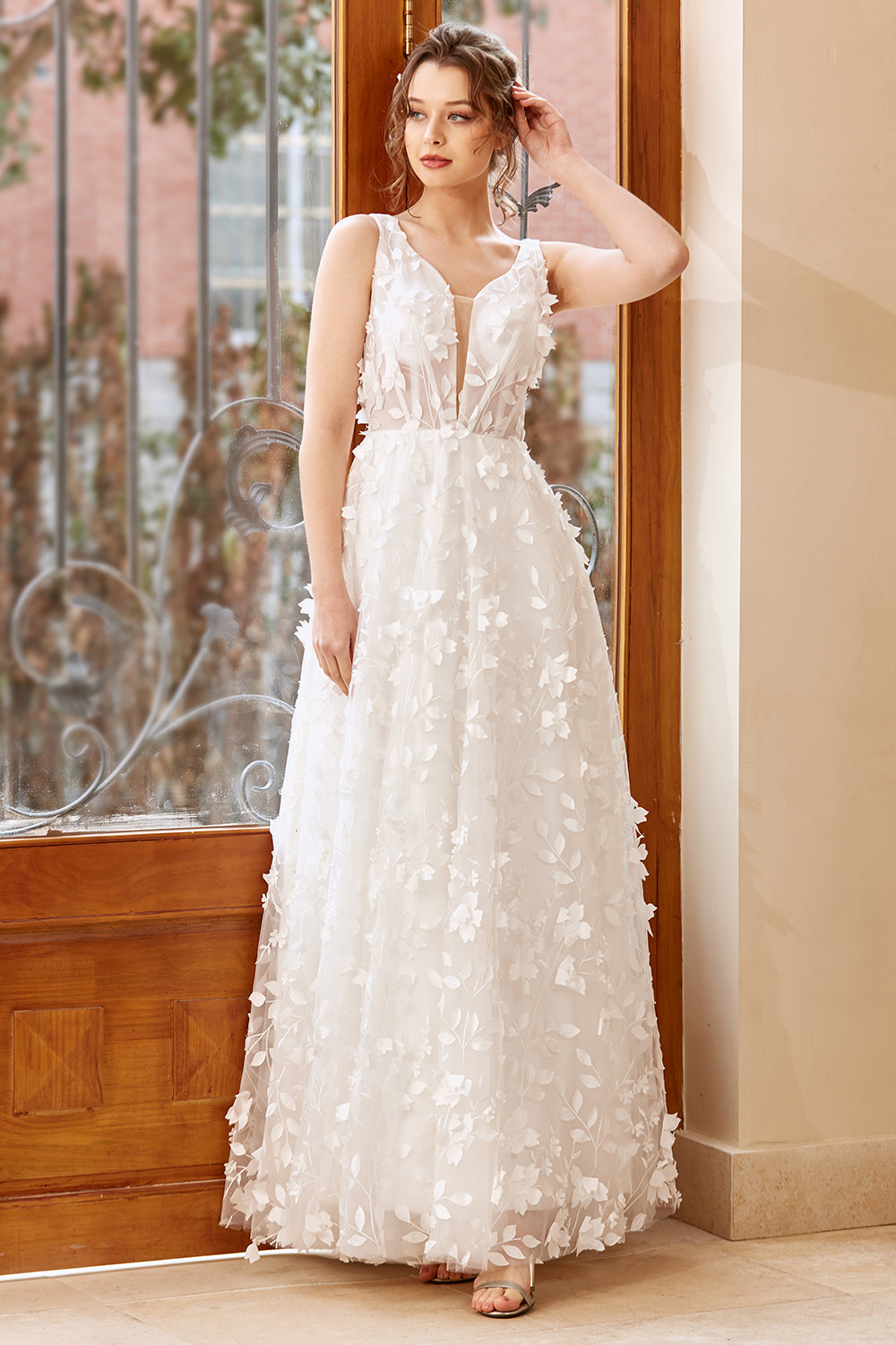 Appliques Blanches Tulle Robe de Mariée