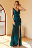 Robe de bal longue ruchée bleu paon