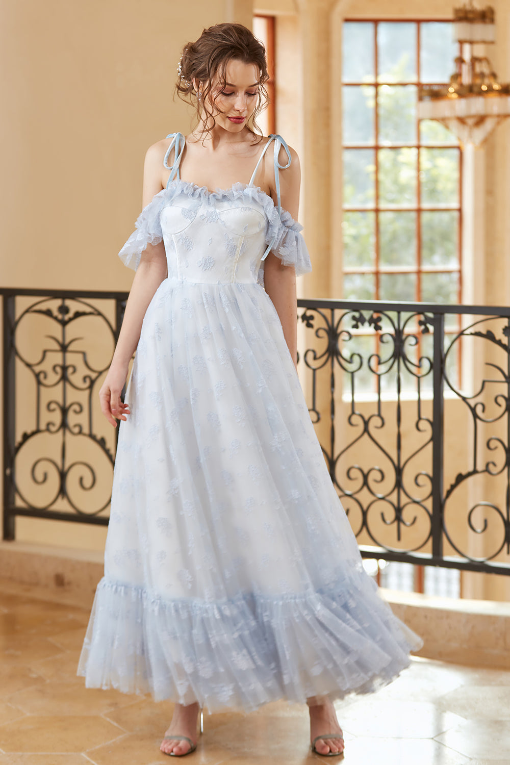Princesse Une Ligne De l’Épaule Bleu Clair Robe De Bal Long