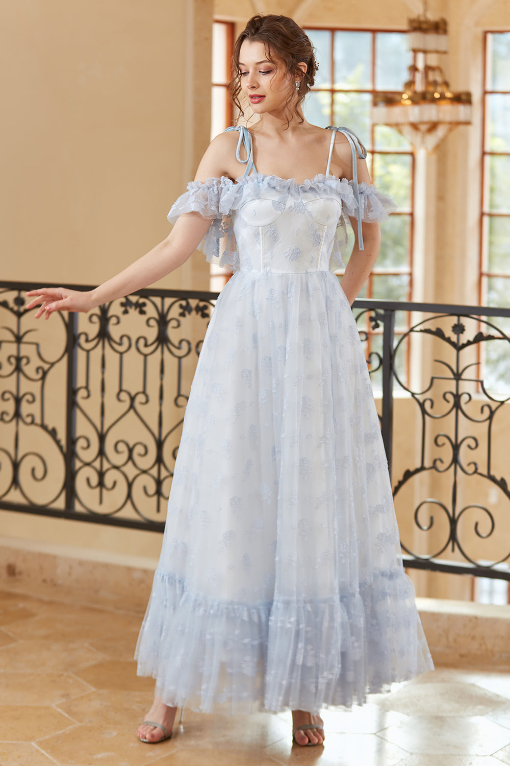 Princesse Une Ligne De l’Épaule Bleu Clair Robe De Bal Long