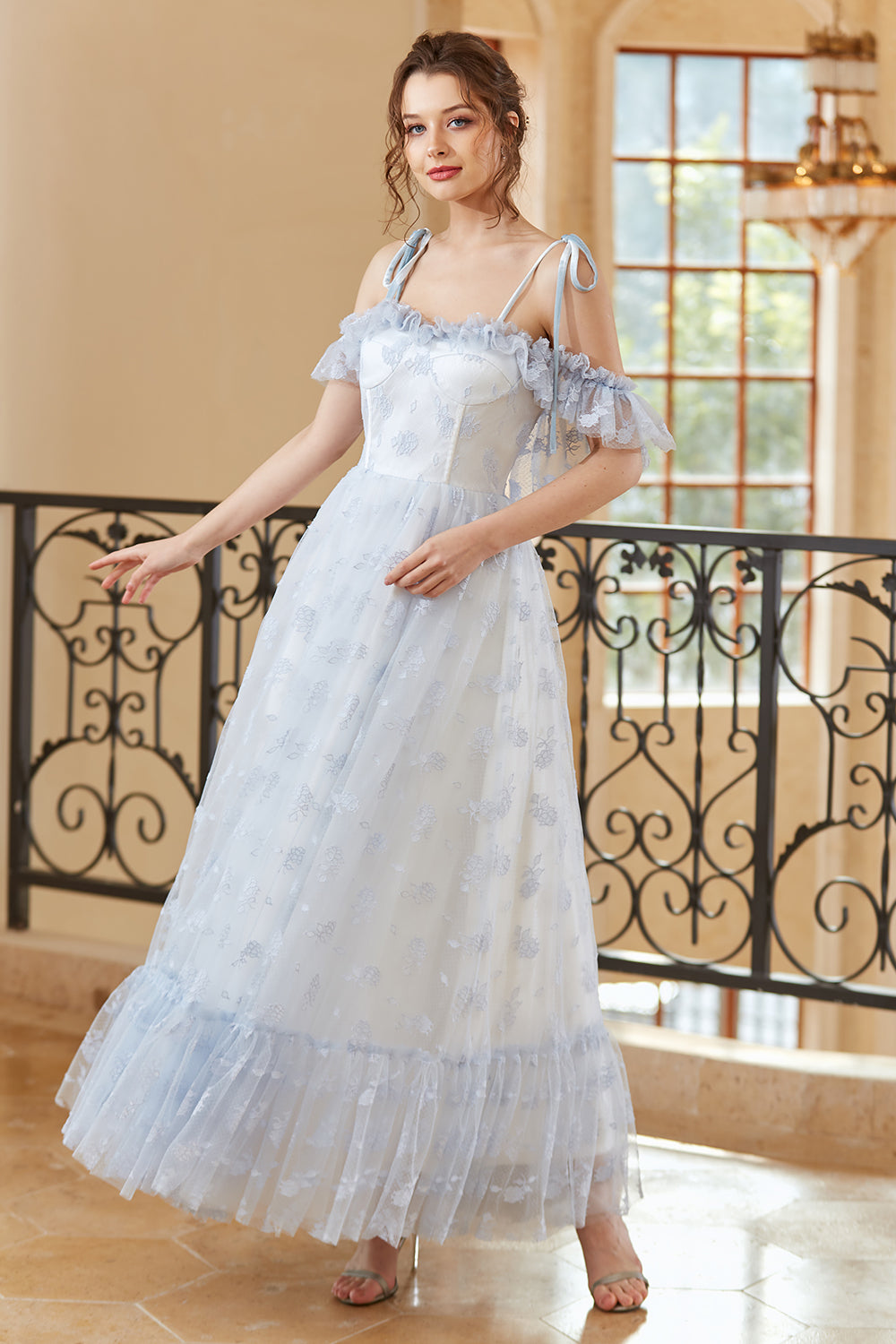 Princesse Une Ligne De l’Épaule Bleu Clair Robe De Bal Long