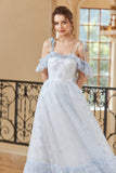Princesse Une Ligne De l’Épaule Bleu Clair Robe De Bal Long