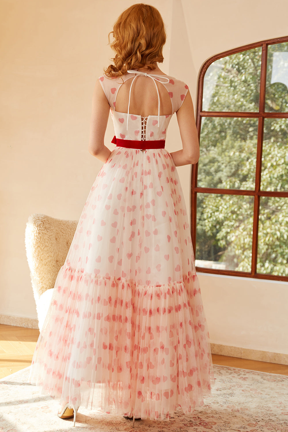 Princess A Line Sweetheart Robe de bal longue avec nœud papillon