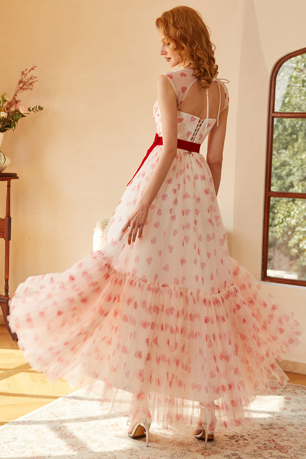 Princess A Line Sweetheart Robe de bal longue avec nœud papillon