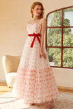 Princess A Line Sweetheart Robe de bal longue avec nœud papillon