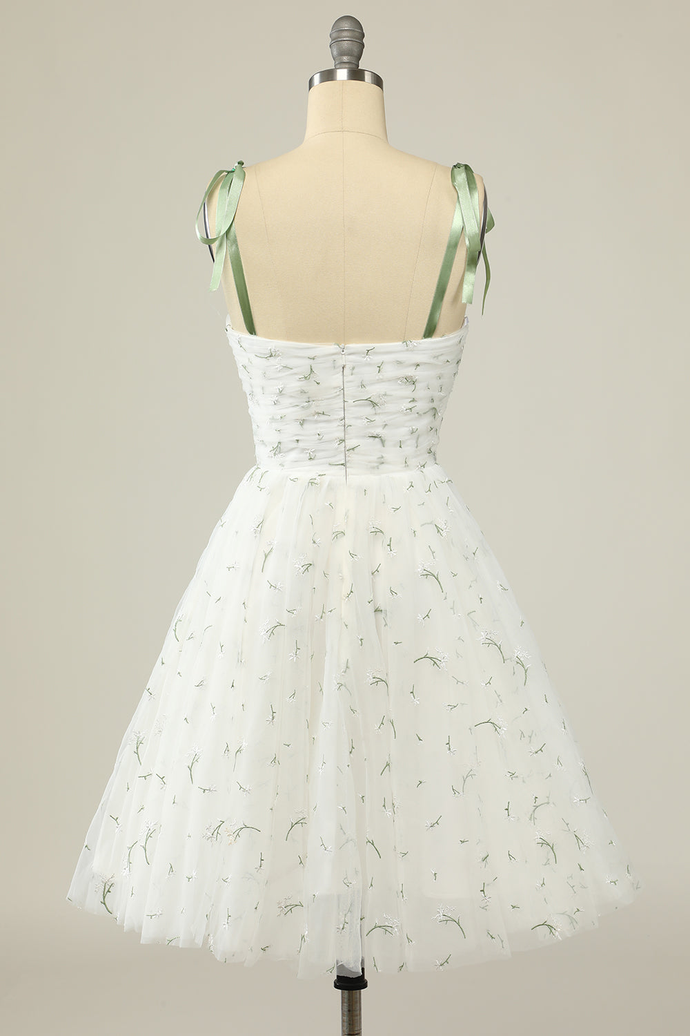 Élégantes Spaghetti Straps Blanche Robe de cocktail avec Broderie