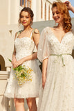 Élégantes Spaghetti Straps Blanche Robe de cocktail avec Broderie