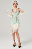 Paillettes Vert Short Robe de Fête des années 1920