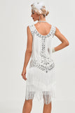 Champagne Gatsby Robe des années 20 avec paillettes et franges