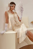 Charger l&#39;image dans la galerie, Champagne Gatsby Robe des années 20 avec paillettes et franges