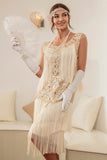 Plus Size Champagne Gatsbys 1920s Flapper Robe avec paillettes et franges