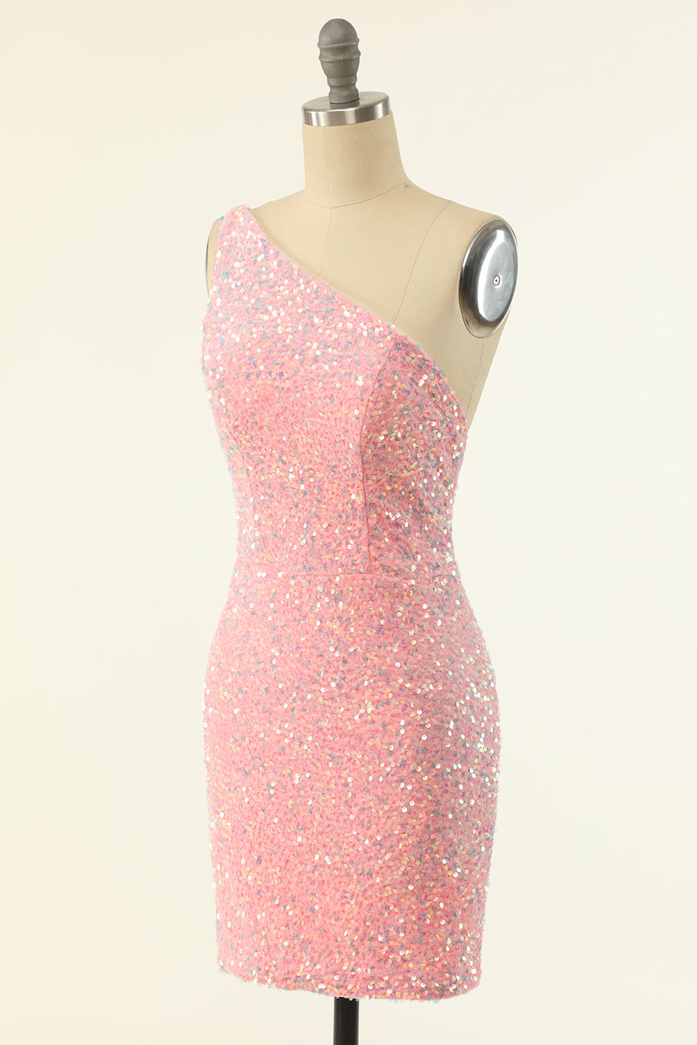 Rose Une Épaule Paillettes Moulant Robe de retour