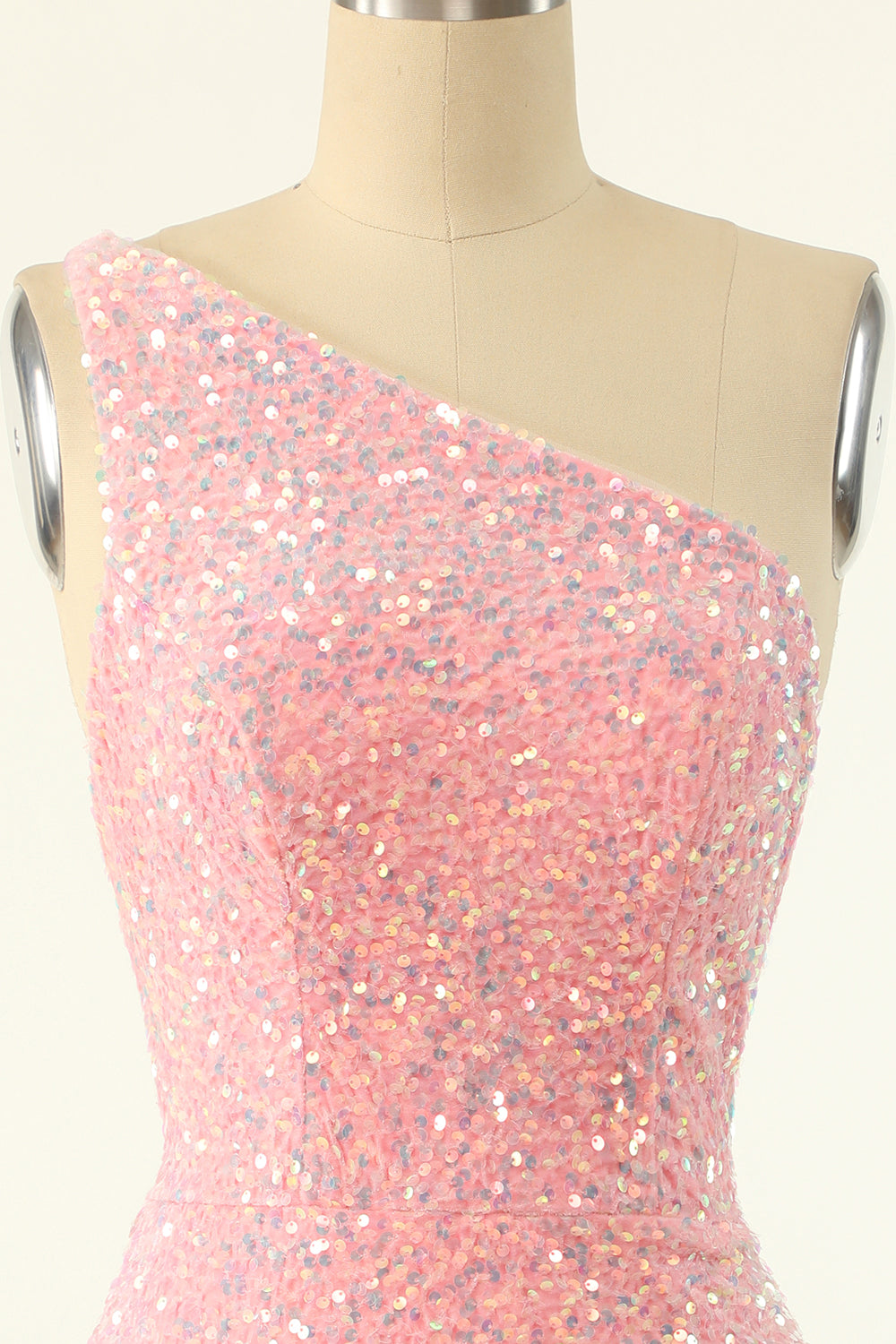 Rose Une Épaule Paillettes Moulant Robe de retour