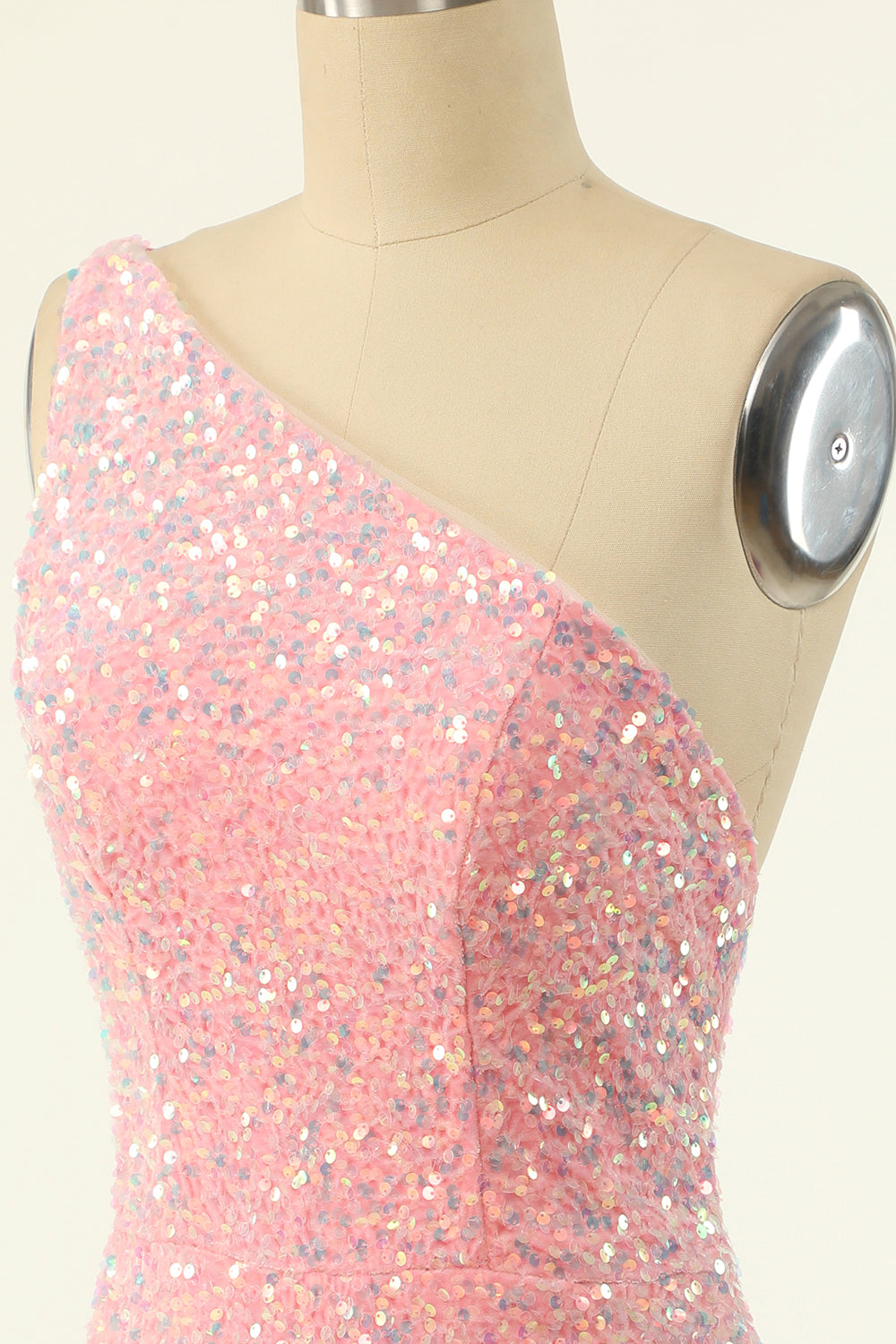 Rose Une Épaule Paillettes Moulant Robe de retour