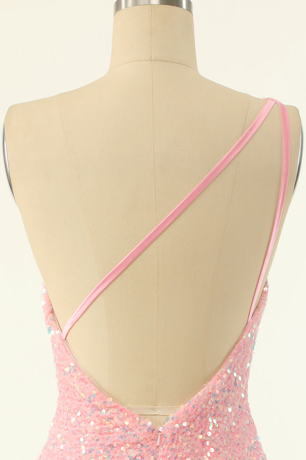 Rose Une Épaule Paillettes Moulant Robe de retour