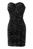 Royal Blue Sweetheart Sequins Robe de retour serrée