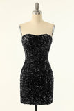 Robe de cocktail Bodycon à paillettes noires