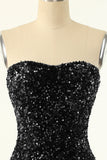 Robe de cocktail Bodycon à paillettes noires
