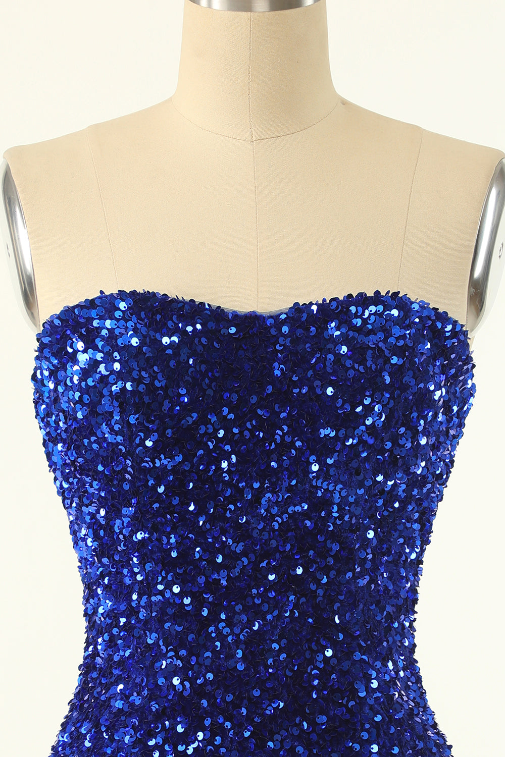 Royal Blue Sweetheart Sequins Robe de retour serrée