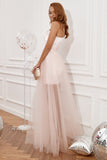 Blush One Shoulder Robe de retour détachable