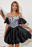 Robe de retour à la maison Black Sweetheart avec manches détachables
