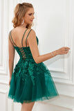 Robe de retour à la lacets vert foncé A-Line