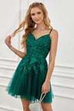 Robe de retour à la lacets vert foncé A-Line