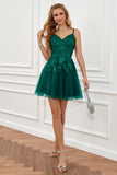 Robe de retour à la lacets vert foncé A-Line
