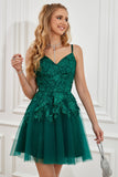 Robe de retour à la lacets vert foncé A-Line