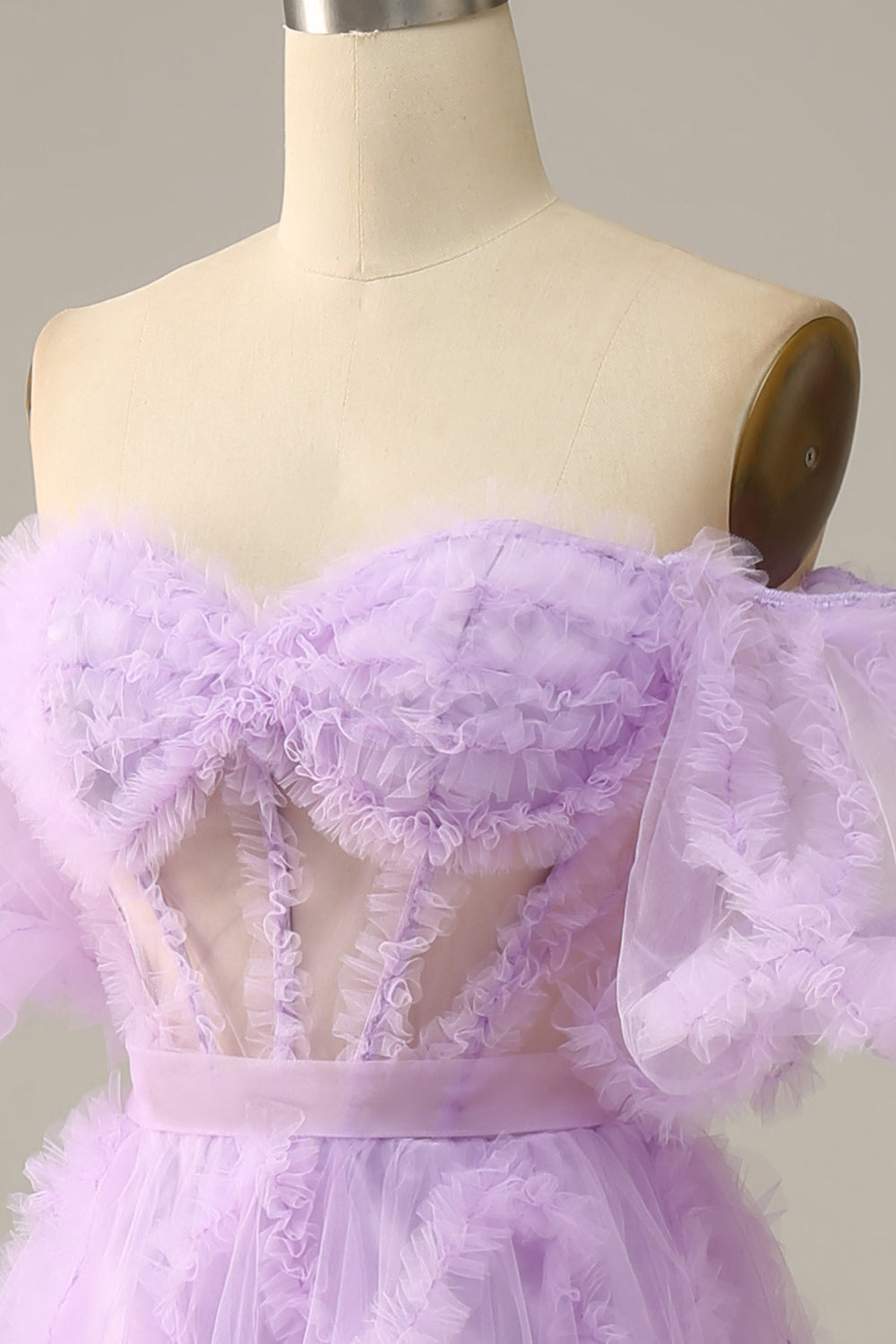 Robe de bal violette Tulle sur l’épaule