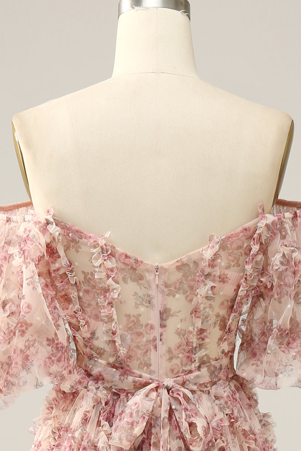 Robe de bal de fleur rouge ivoire sur l’épaule