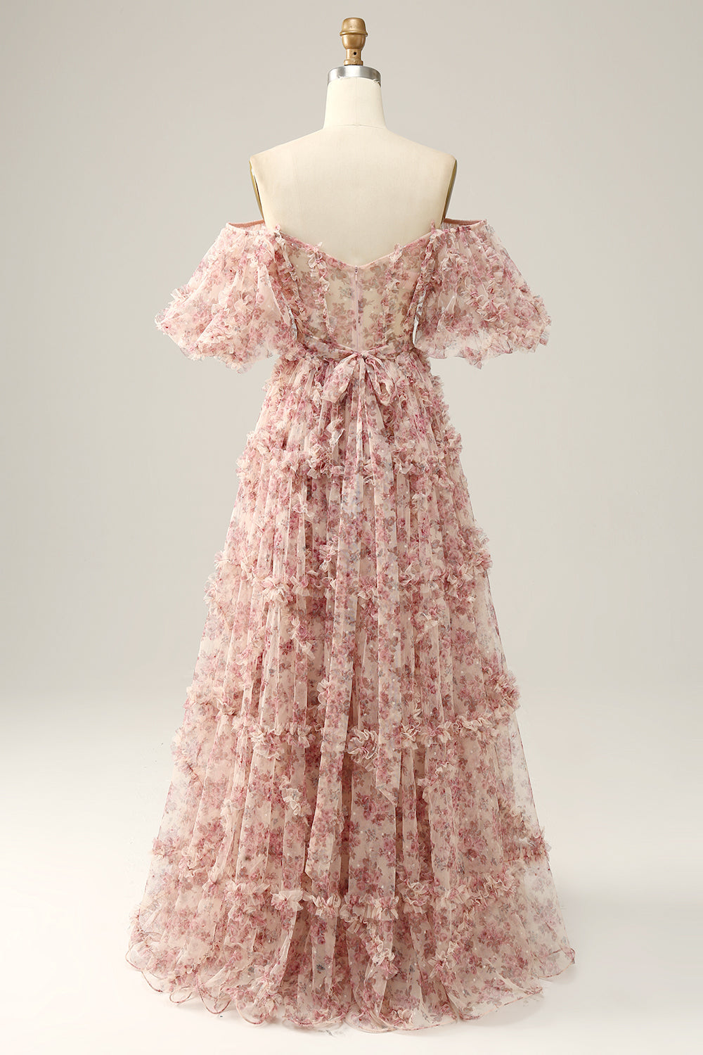 Robe de bal de fleur rouge ivoire sur l’épaule