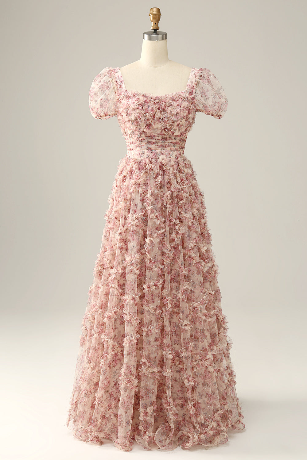 Robe de bal à col carré à col carré de fleur rouge ivoire