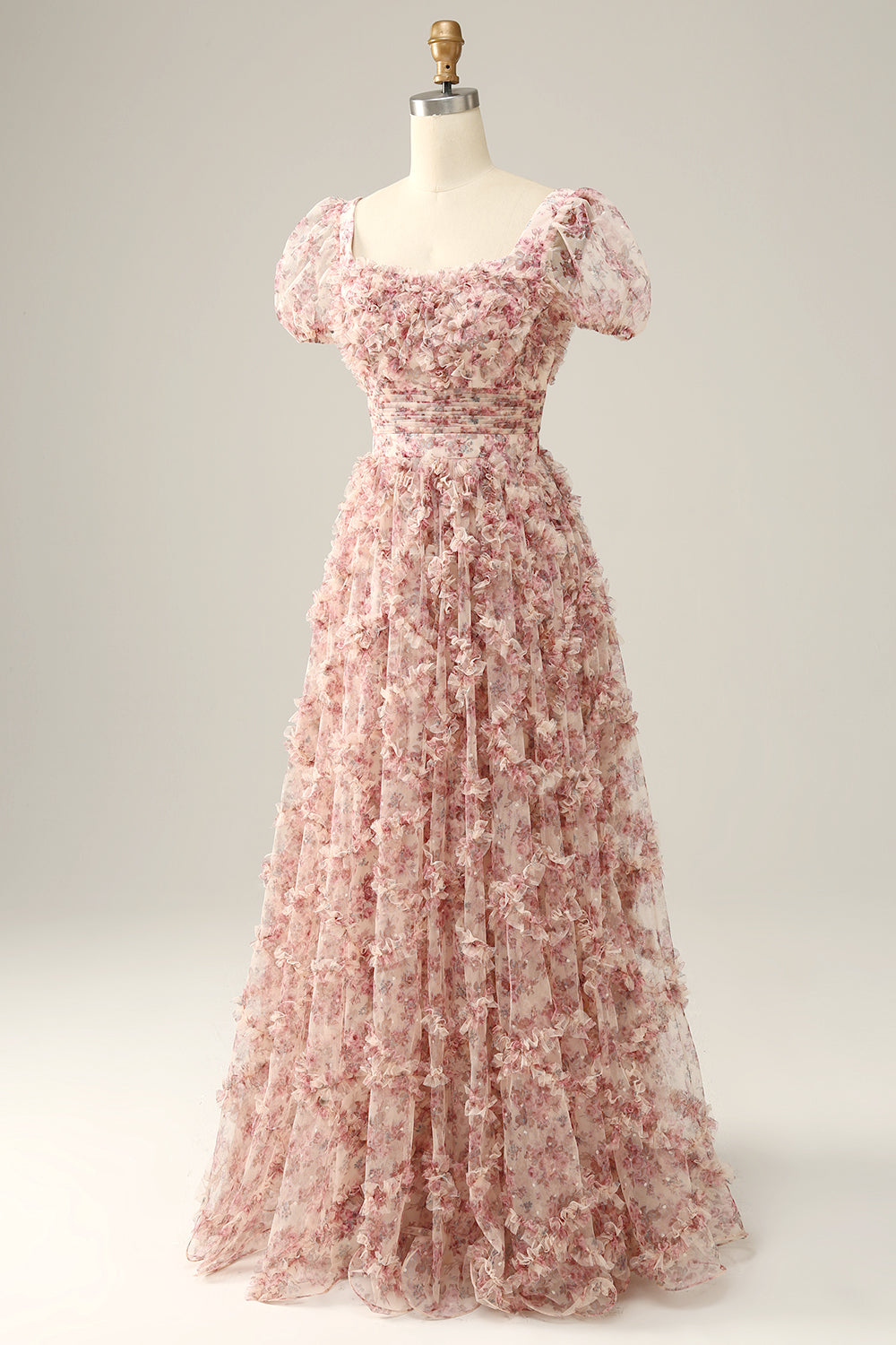 Robe de bal à col carré à col carré de fleur rouge ivoire