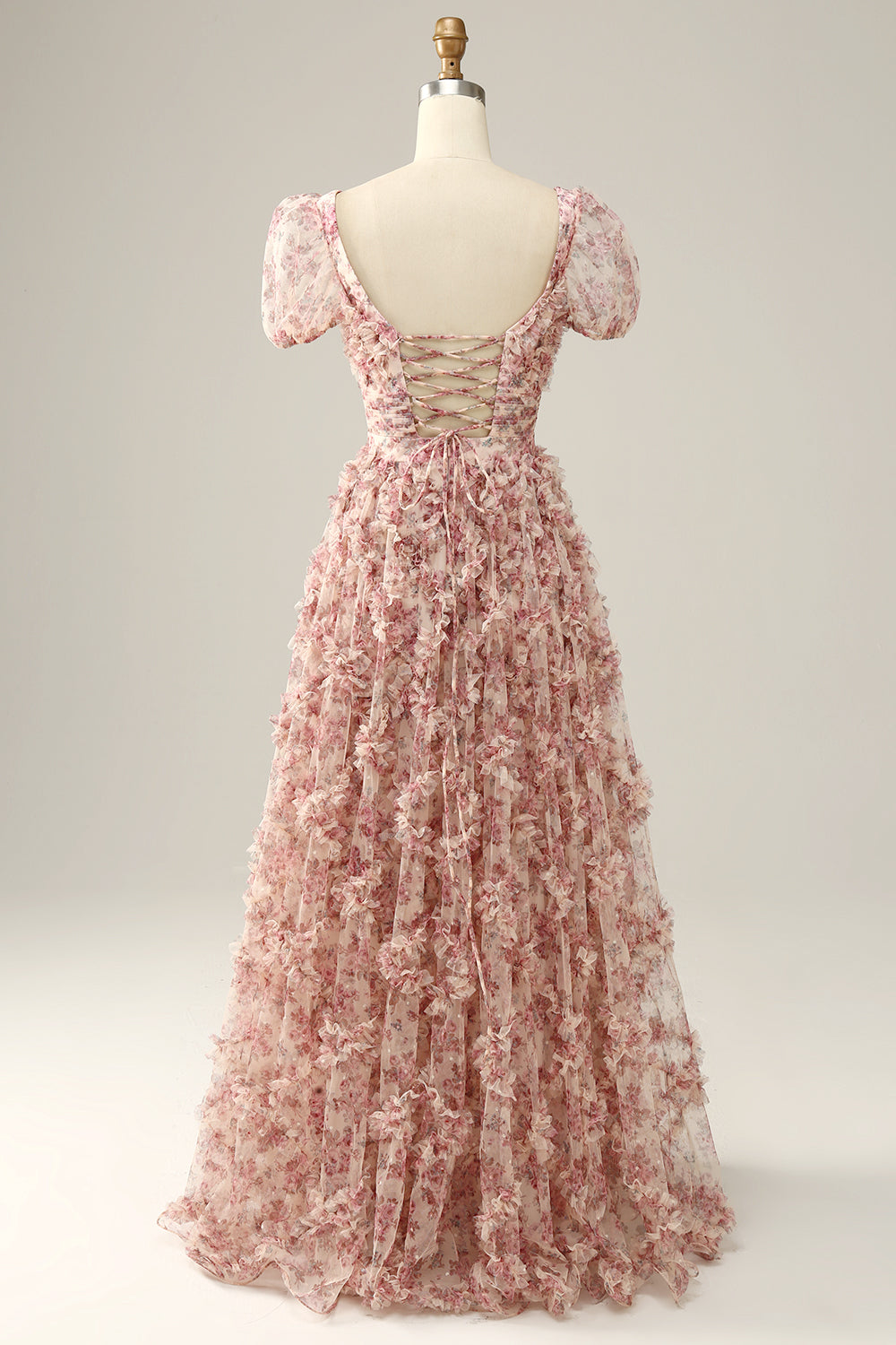 Robe de bal à col carré à col carré de fleur rouge ivoire