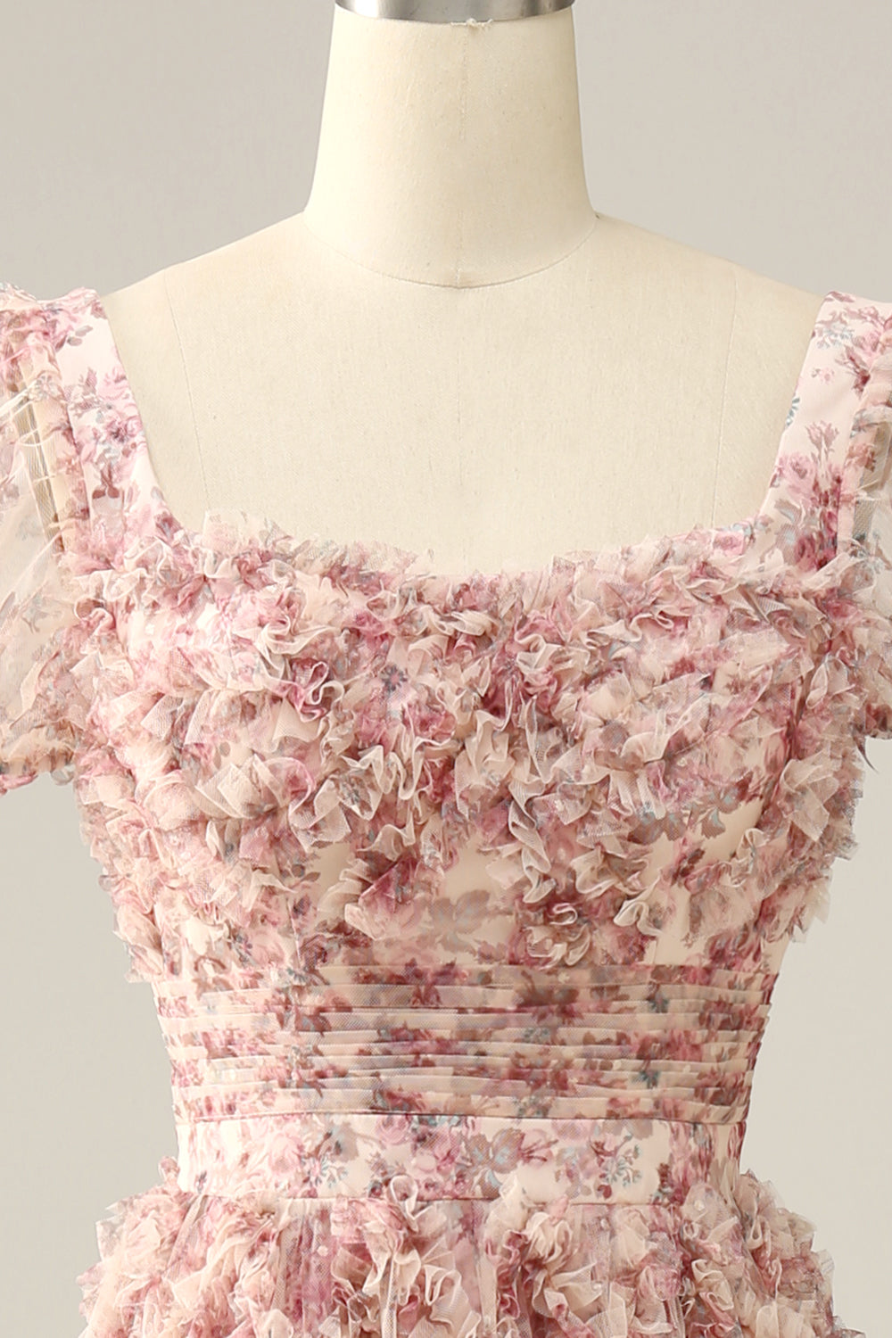 Robe de bal à col carré à col carré de fleur rouge ivoire