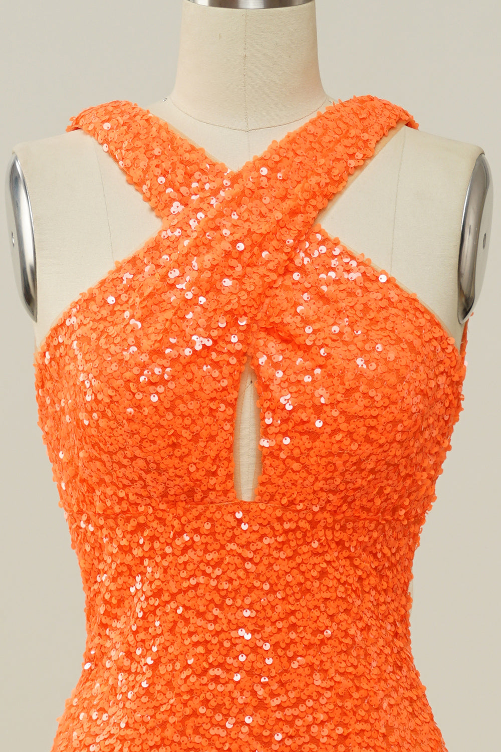 Orange Halter Suneté Sirène sans dos Robe de bal