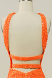 Orange Halter Suneté Sirène sans dos Robe de bal