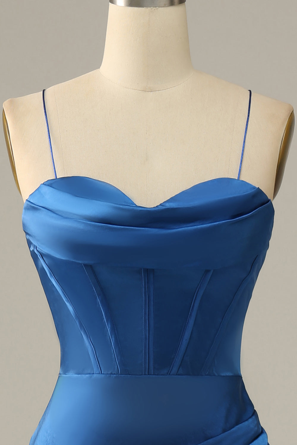 Bleu Royal Spaghetti Strats Mermaid Robe de bal