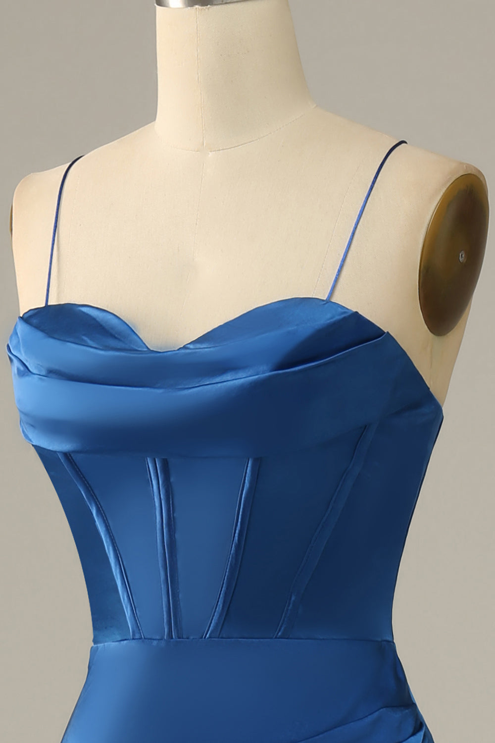 Bleu Royal Spaghetti Strats Mermaid Robe de bal