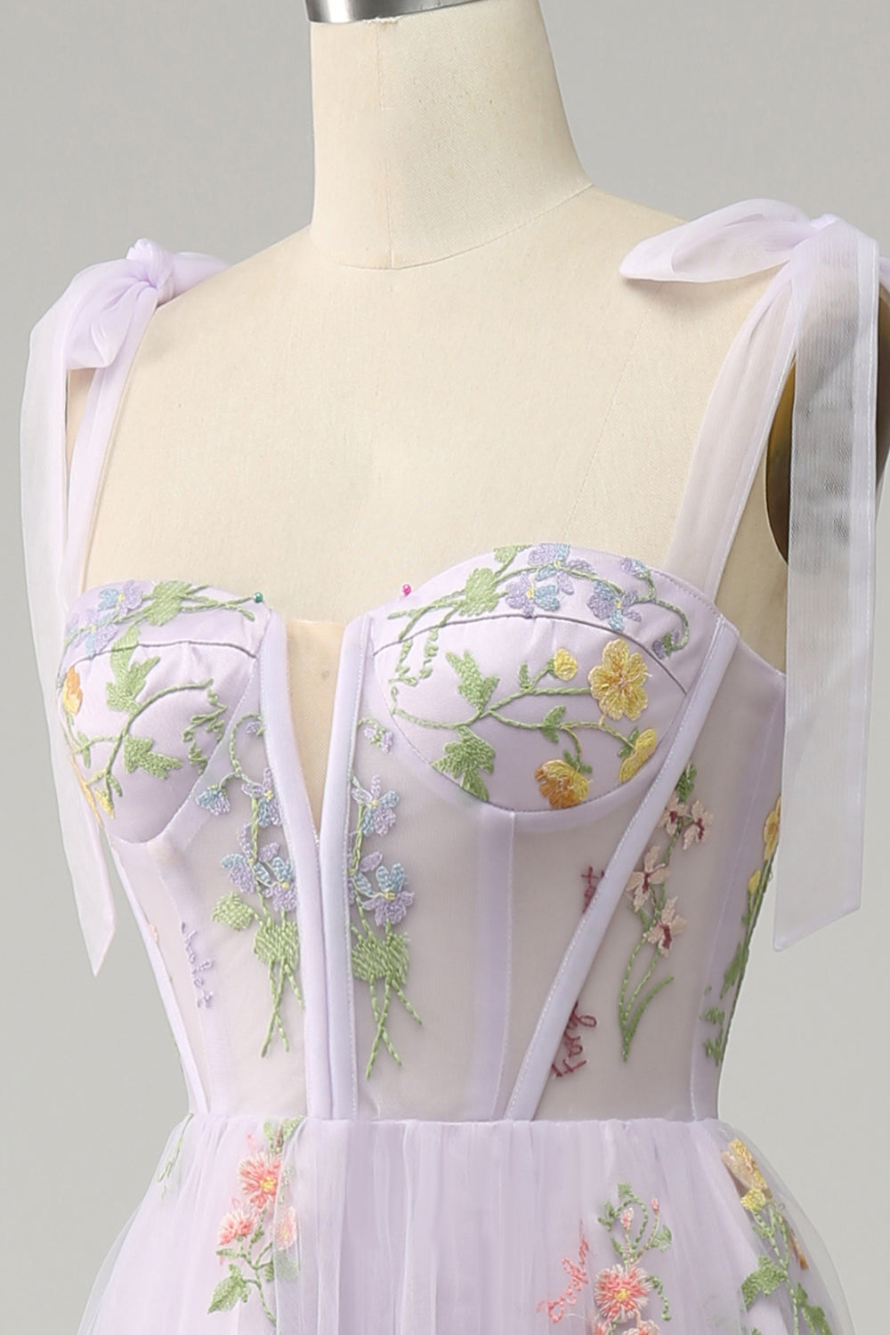 Broderie lilas Corset Robe longue de Soirée