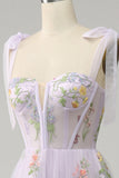 Broderie lilas Corset Robe longue de Soirée