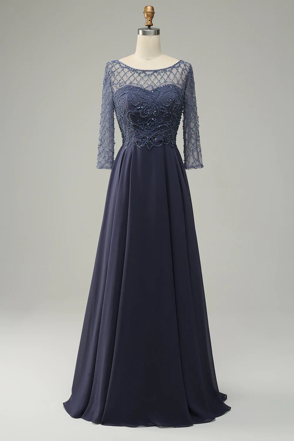 Perlage Manches Longues Robe de Mère de mariée