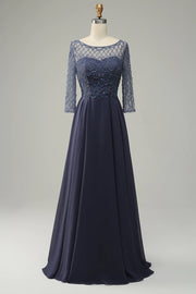 Perlage Manches Longues Robe de Mère de mariée