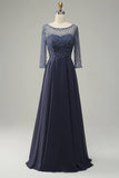 Perlage Manches Longues Robe de Mère de mariée