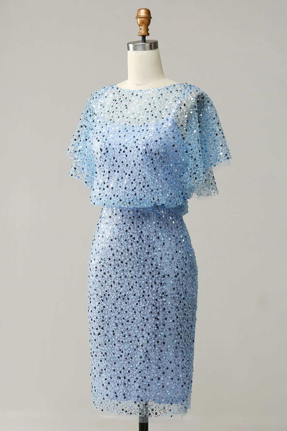 Robe de cocktail Paillettes Bleu Gris