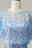 Robe de cocktail Paillettes Bleu Gris